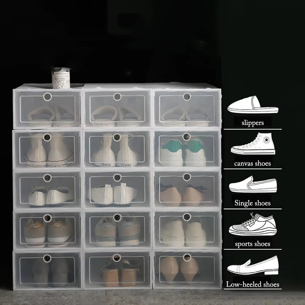 6 Pack Transparent shoe box shoes organizers