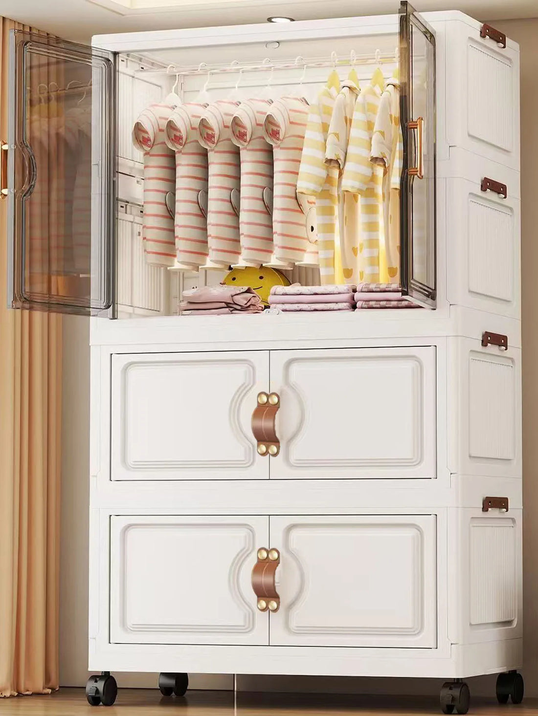 Foldable wardrobe multi-layer storage cabinet